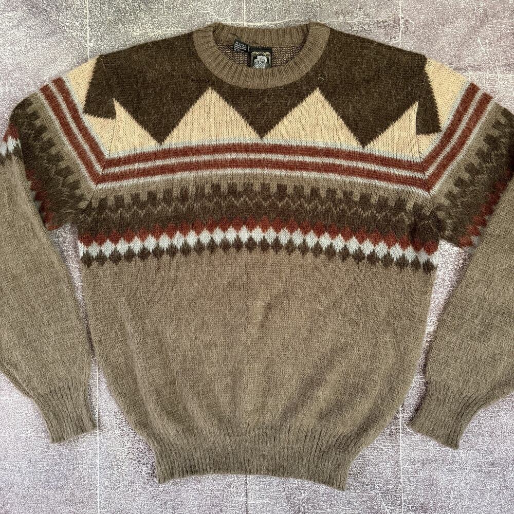 Men's Vintage 80's Kennington Wool Blend Tribal Aztec Crewneck Sweater Sz XL VTG